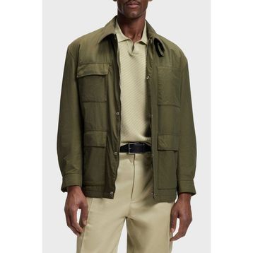 Boss 50564626 347 - Haki Su Itici Kareli Astarlı Relaxed Fit Mont Erkek Mont