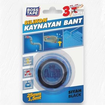 Boss Tape 25 mm 1.5 mt Siyah Silikon Kaynayan Tamir Bandı