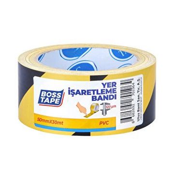 Boss Tape 50 mm 30 mt Sarı Siyah Çizgili Yer İşaretleme İkaz Bandı