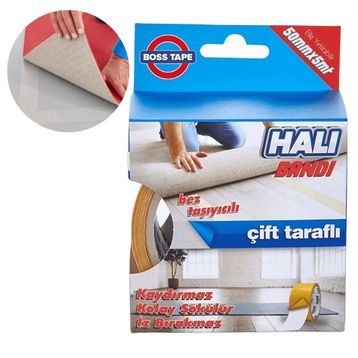 Boss Tape Çift Taraflı Halı Kilim Sabitleme ve Kaydırmaz 50 mm x 5 mt Bant
