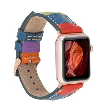 Bouletta 42-44-45 mm Gökkuşağı Apple Watch Uyumlu Deri Kordon