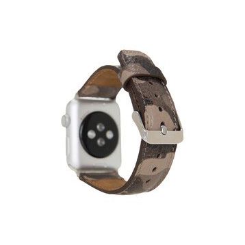Bouletta 42-44-45 mm Kamuflaj Bej Apple Watch Uyumlu Deri Kordon
