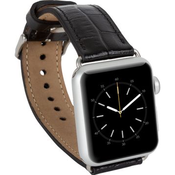 Bouletta 42-44-45 mm Kroko Siyah Apple Watch Uyumlu Deri Kordon