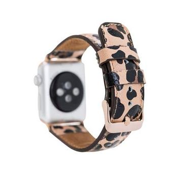 Bouletta 42-44-45 mm Leopar NE Apple Watch Uyumlu Deri Kordon