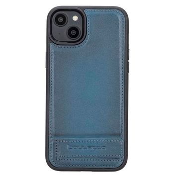 Bouletta BRN4 Apple iPhone 14 Plus Deri Standlı Mavi Cep Telefonu Arka Kapak