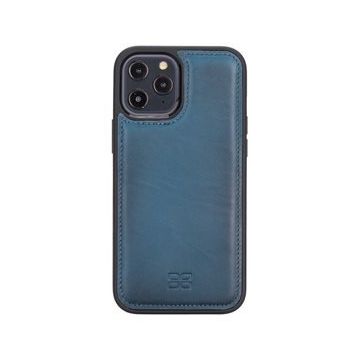 Bouletta BRN4EF Mavi Apple İphone 12 Pro Max Uyumlu Deri Arka Kapak