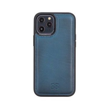 Bouletta BRN4EF Mavi Apple İphone 12 Pro Max Uyumlu Deri Arka Kapak
