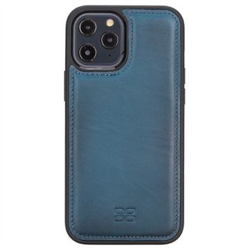 Bouletta BRN4EF Mavi Apple iPhone 12 Pro Uyumlu Deri Arka Kapak