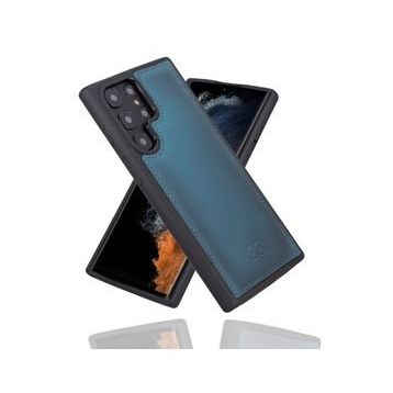 Bouletta BRN4EF Mavi Samsung Galaxy S22 Ultra Uyumlu Deri Arka Kapak