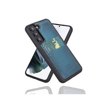 Bouletta BRN4EF Mavi Samsung Galaxy S22 Uyumlu Deri Kartlıklı Arka Kapak