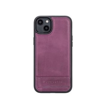 Bouletta CZ7 Apple iPhone 14 Plus Deri Standlı Mor Cep Telefonu Arka Kapak