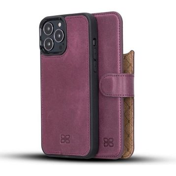 Bouletta CZ7 Mor Apple İphone 13 Pro Max Uyumlu Deri Cüzdanlı Kılıf
