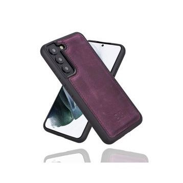 Bouletta CZ7 Mor Samsung Galaxy S22 Plus Uyumlu Deri Arka Kapak