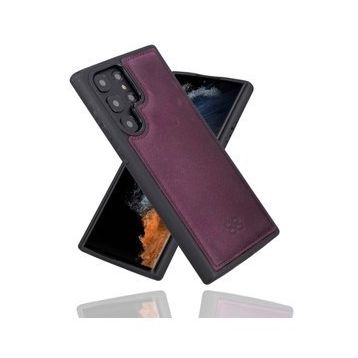 Bouletta CZ7 Mor Samsung Galaxy S22 Ultra Uyumlu Deri Arka Kapak