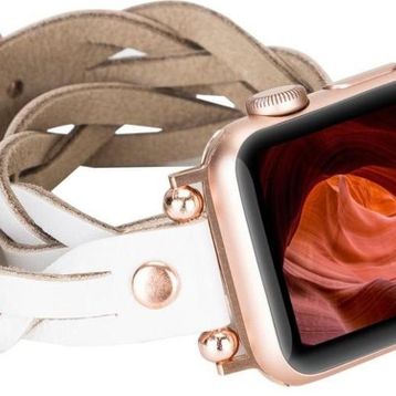 Bouletta DT RT F3 38-40-41 mm Beyaz Apple Watch Uyumlu Deri Kordon