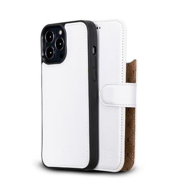 Bouletta F3 Beyaz Apple İphone 13 Pro Uyumlu Deri Cüzdanlı Kılıf