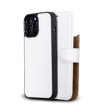 Bouletta F3 Beyaz Apple İphone 13 Pro Uyumlu Deri Cüzdanlı Kılıf
