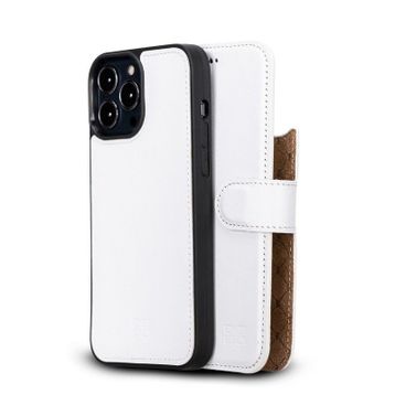 Bouletta F3 Beyaz Apple İphone 13 Pro Uyumlu Deri Cüzdanlı Kılıf