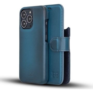 Bouletta F360 BRN4EF Mavi Apple iPhone 13 Pro Uyumlu Deri Cüzdanlı Kılıf