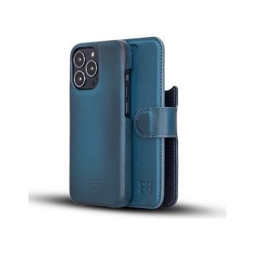 Bouletta F360 BRN4EF Mavi Apple iPhone 13 Pro Uyumlu Deri Cüzdanlı Kılıf