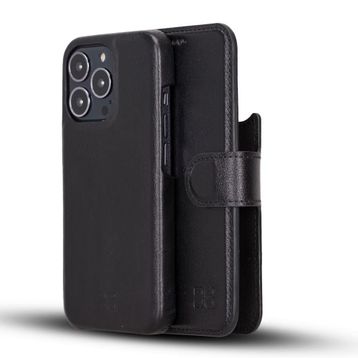 Bouletta F360 RST1 Siyah Apple iPhone 13 Pro Max Uyumlu Deri Cüzdanlı Kılıf