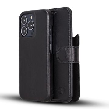 Bouletta F360 RST1 Siyah Apple iPhone 13 Pro Max Uyumlu Deri Cüzdanlı Kılıf
