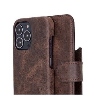 Bouletta F360 TN3 Kahverengi Apple iPhone 13 Pro Max Uyumlu Deri Cüzdanlı Kılıf
