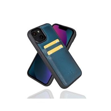 Bouletta FXCP BRN4EF Apple iPhone 14 Uyumlu Deri Mavi Cep Telefonu Arka Kapak