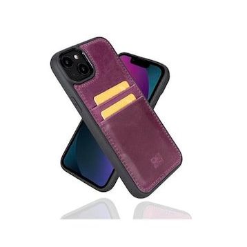 Bouletta FXCP CZ7 Apple iPhone 14 Plus Deri Mor Cep Telefonu Arka Kapak
