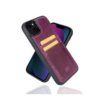 Bouletta FXCP CZ7 Apple iPhone 14 Plus Deri Mor Cep Telefonu Arka Kapak