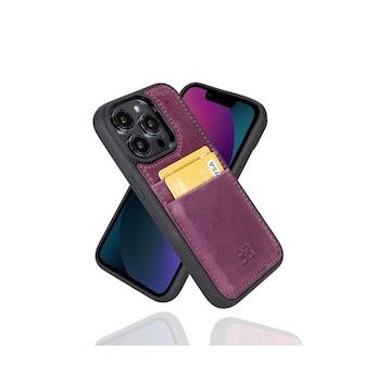 Bouletta FXCP CZ7 Apple iPhone 14 Pro Deri Mor Cep Telefonu Arka Kapak