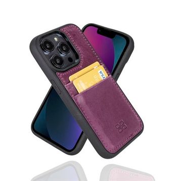 Bouletta FXCP CZ7 Apple iPhone 14 Pro Deri Mor Cep Telefonu Arka Kapak