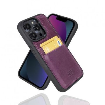 Bouletta FXCP CZ7 Apple iPhone 14 Pro Deri Mor Cep Telefonu Arka Kapak
