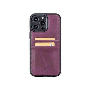 Bouletta FXCP CZ7 Apple iPhone 14 Pro Max Deri Mor Cep Telefonu Arka Kapak
