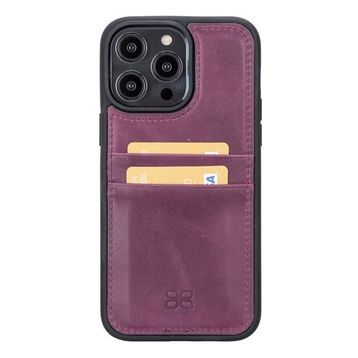 Bouletta FXCP CZ7 Apple iPhone 14 Pro Max Deri Mor Cep Telefonu Arka Kapak