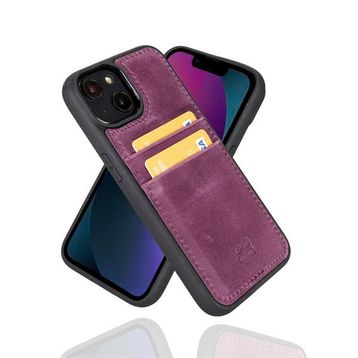 Bouletta FXCP CZ7 Apple iPhone 14 Uyumlu Deri Mor Cep Telefonu Arka Kapak