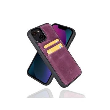 Bouletta FXCP CZ7 Apple iPhone 14 Uyumlu Deri Mor Cep Telefonu Arka Kapak