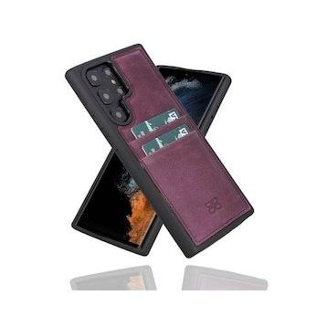 Bouletta FXCP CZ7 Samsung Galaxy S22 Ultra Deri Mor Cep Telefonu Arka Kapak