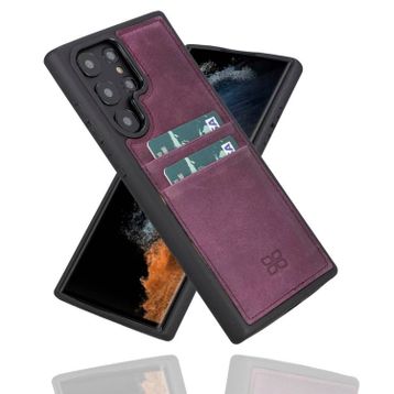 Bouletta FXCP CZ7 Samsung Galaxy S22 Ultra Deri Mor Cep Telefonu Arka Kapak