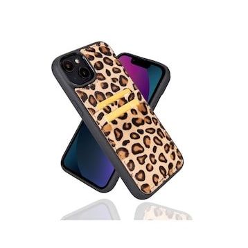 Bouletta FXCP LE01N Apple iPhone 14 Plus Deri Leopar Desen Cep Telefonu Arka Kapak