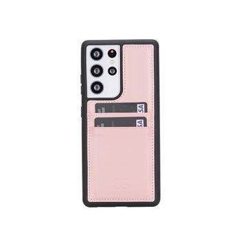 Bouletta FXCP NU2 Samsung Galaxy S21 Ultra Uyumlu Deri Pembe Cep Telefonu Arka Kapak