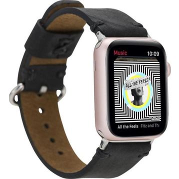 Bouletta G1 Apple Watch Orfe 42-44-45 mm Siyah Uyumlu Deri Kordon