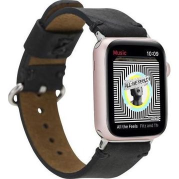 Bouletta G1 Apple Watch Orfe 42-44-45 mm Siyah Uyumlu Deri Kordon