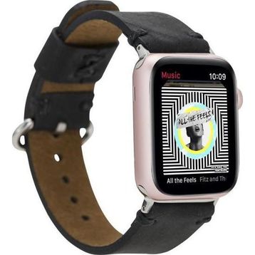 Bouletta G1 Apple Watch Orfe 42-44-45 mm Siyah Uyumlu Deri Kordon