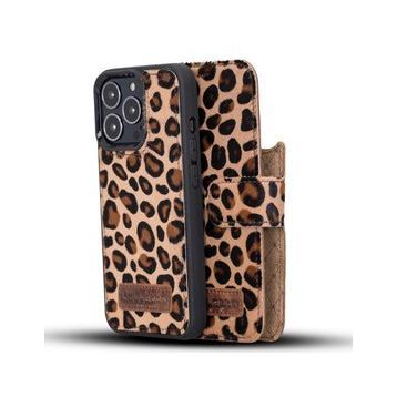 Bouletta LEO-1 Leopar Apple İphone 13 Pro Uyumlu Deri Cüzdanlı Kılıf