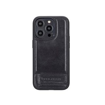 Bouletta RST1 Apple iPhone 14 Pro Deri Standlı Siyah Cep Telefonu Arka Kapak
