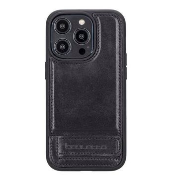Bouletta RST1 Apple iPhone 14 Pro Deri Standlı Siyah Cep Telefonu Arka Kapak