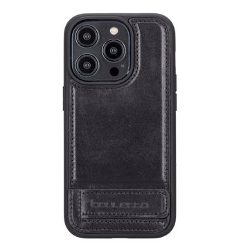 Bouletta RST1 Apple iPhone 14 Pro Deri Standlı Siyah Cep Telefonu Arka Kapak