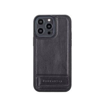 Bouletta RST1 Apple iPhone 14 Pro Max Deri Standlı Siyah Cep Telefonu Arka Kapak