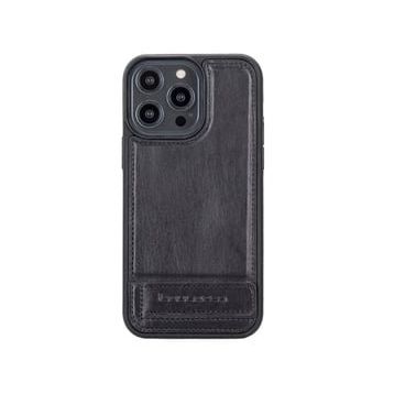Bouletta RST1 Apple iPhone 14 Pro Max Deri Standlı Siyah Cep Telefonu Arka Kapak